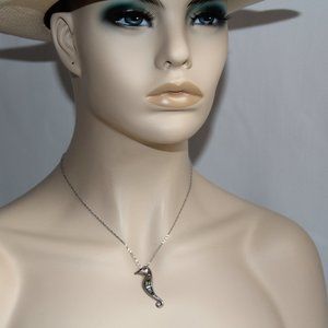 Sterling Silver Abalone Seahorse Pendant Chain Necklace